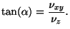 $\displaystyle \tan(\alpha)=\frac{\nu_{xy}}{\nu_z}.$