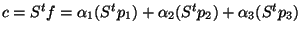 $\displaystyle c=S^tf=\alpha_1(S^tp_1)+\alpha_2(S^tp_2)+\alpha_3(S^tp_3)
$