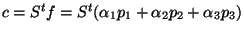 $\displaystyle c= S^tf=S^t(\alpha_1p_1+\alpha_2p_2+\alpha_3p_3)
$